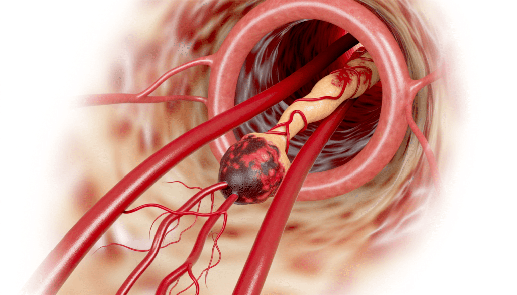 Illustration of blood clot in an artery.